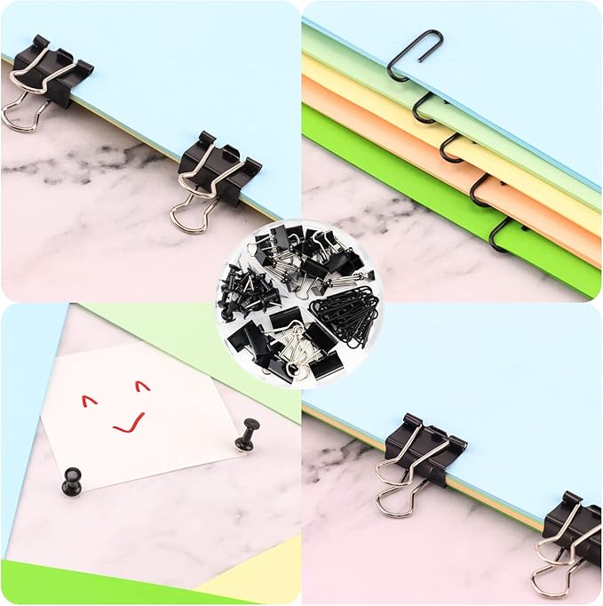 BCCICE Desk Organizers Caddy and Accessories with 7 Compartments + Pen Holder / 72 Clips Set, Drawer, Black Mesh Office Supplies Desktop Organizer for Home, Office Ect