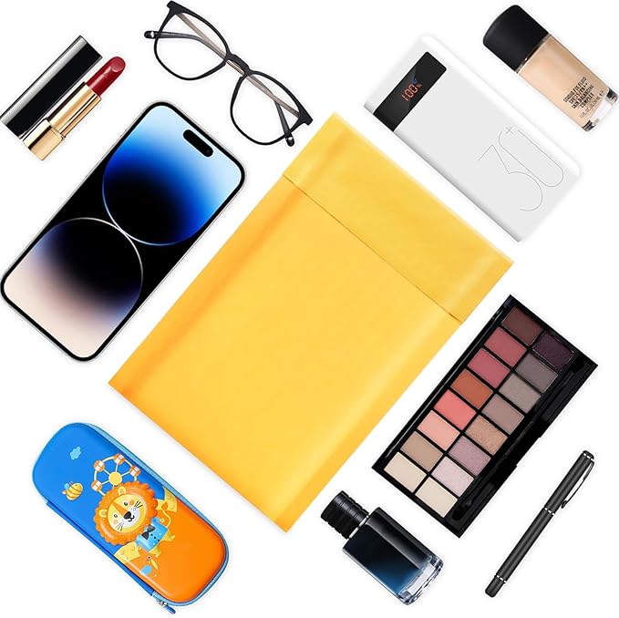 Ctarsthome 105Pack Yellow 4x8inch Kraft Bubble Mailers Small Business Mailing Packages Self-Sealing Paper Envelopes, Mailer Shipping Padded Envelopes with Strong Adhesion for Jewelry Makeup Supplies