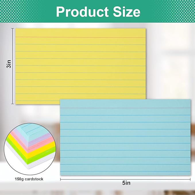Index Cards 3x5, Ruled Flash Cards for Studying, Colored Note Cards Study Cards, 210 pcs Flashcards for Office and School Suplplies