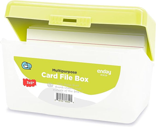 Enday Index Card Holder Green, 3x5 Note Flash Card Organizer Case, Index Card File w/flip top, Notecard Recipe, Holder, Holds 250 Cards, Also Available in Purple, Red, Blue, Grey, Pink – (1 PC)
