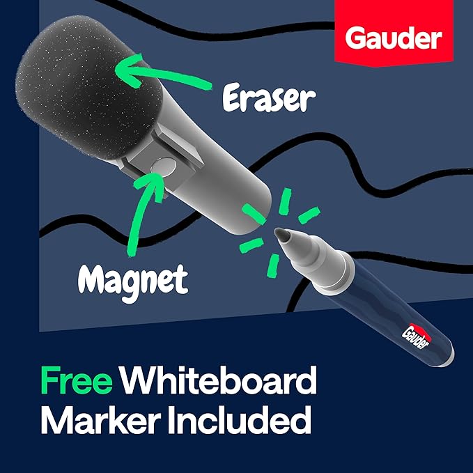 GAUDER Magnetic Labels Writable - Reusable Magnet Tags for Whiteboard, Chalkboard, Kanban Board and Refrigerator - Magnet Cards with Marker (30 Pack - 4.7 x 2.75 Inches)