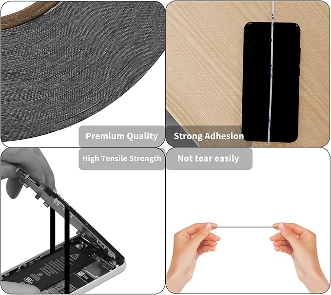 Kaisiking 5mm x 50M LCD Repair Tape for Phone Screen, Adhesive Tape with 1 Tweezers for Cell Phone, iPad, Tablets, Laptops, Camera