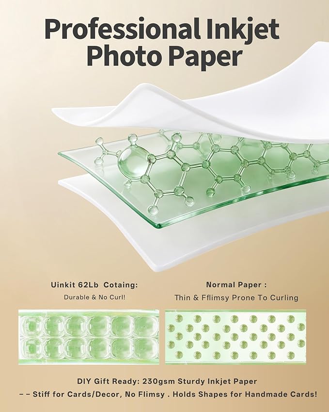 Uinkit Glossy Photo Paper 11.1mil 230g For Inkjet Printer Only (8.5X11X50)