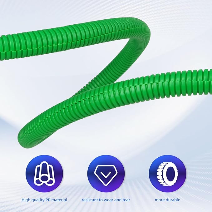 Split Wire Loom Tubing,10,25ft Cord Protectors from Pets No Chew, Flexible Wire Covers Cord Protectors, Protective Split Cable Sleeve for Automotive Home Industrial Wires(Green, 0.51inch-25ft)