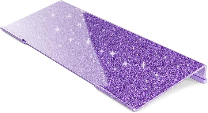 BEEGO Ergonomic Computer Keyboard Stand - Glitter Purple Acrylic Keyboard Riser Tilted Keyboard Holder Keyboard Tray with Purple Non-Slip Strip for Easy Typing at Home School Office Desk Accessories