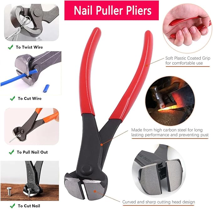Upholstery Staple Remover Tack Puller Nail Remover Tool Set Nail Puller Plier, Staple Puller, Tack Lifter, Fastener Remover, for Furniture Floor Wall Wooden Case Car Photo Frame (2 pcs)