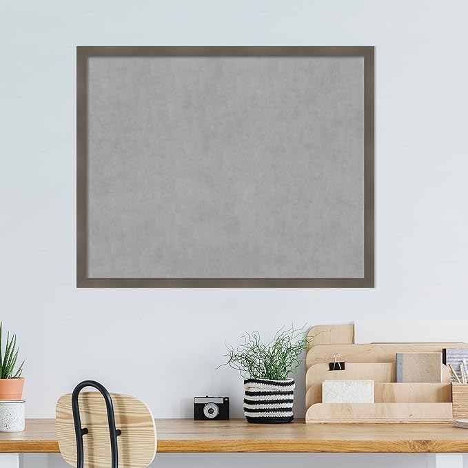 Amanti Art Grey Framed Magnetic Board 34x42 X-Large Vision Board for use with Magnets, 100% Metal Sheet to Display Items as Office Decor or for Home Organization in mudroom, Kitchen or Kids Room