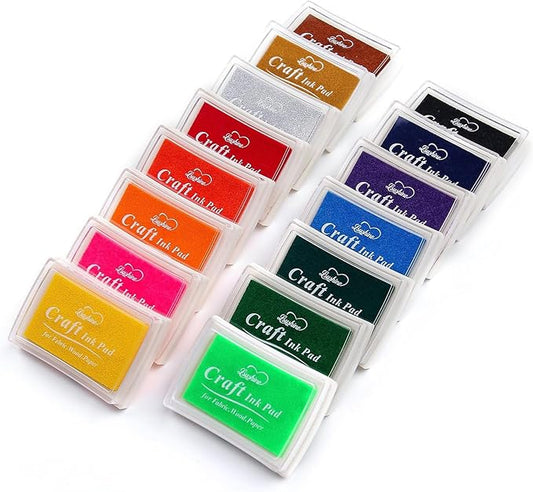 Lsushine Craft Ink Pad Stamps Partner DIY Color,15 Color Craft Ink Pad for Stamps, Paper, Wood Fabric (Pack of 15)