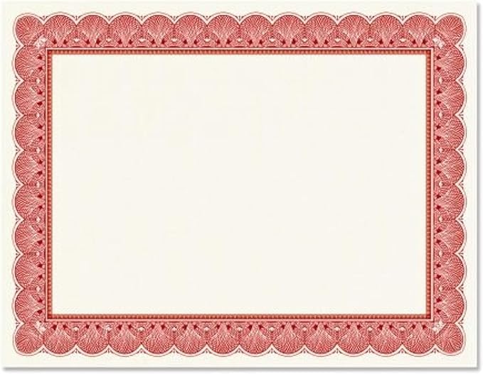Elite Red & White Parchment Certificate Papers - Pack of 25, Laser & Inkjet Printer Compatible, for Office, Business Awards, Graduation, School Diplomas, 8-1/2" x 11" on 60 lb. Text Stock
