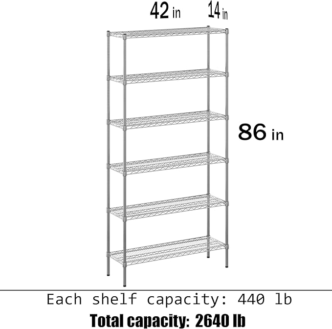 Regal Altair 14" Deep x 42" Wide x 86" Height Wire Shelving Kit | 6-Tier | NSF Commercial Storage Rack Unit