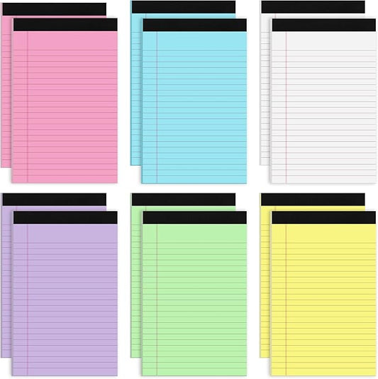 Thboxes 12 Packs Legal Pads 5x8, Totally 360 Sheets Colored Legal Pads 5x8 College Ruled Writing Pads Small Note Pads 30 Sheets/Pad Tablets Lined Notepad for School, Office, To-Do Lists