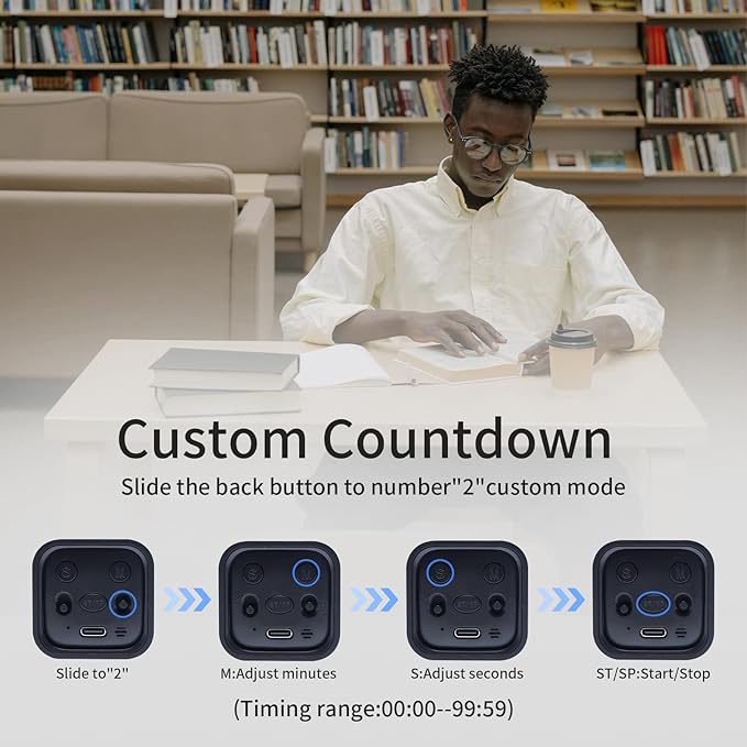 Productivity Timer Flip Gravity Sensor Cube Timer Countdown & Countup,Mute & Vibrate & Sound，5/10/30/60min & Custom Timing, Perfect for ADHD,Work,Learning,Kitchen Cooking (1Black)