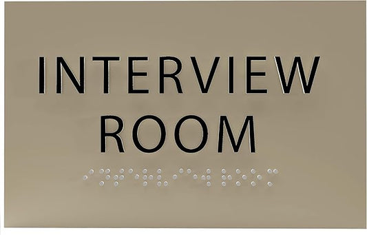 ADA CENTRAL SIGNS - 6" X4" Interview Room Sign - ADA Compliant Tactile Graphics Grade 2 Braille Text Acrylic Wall Sign | Privacy, Meeting, Room Name Sign for Schools, Hospitals, Offices, & Apartments