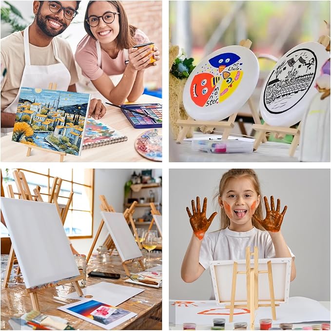 ESRICH 2 Pack 11.8" Wood Easels,Tabletop Easel for Painting,Painting Party, Displaying Canvases, Kids Student Table School Desktop, Portable Canvas Photo Picture Sign Holder