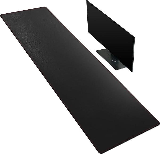 ZORESYN Waterproof PU Leather Desk Pad (63.0"x15.8") - Office Desk Mat for Keyboard and Mouse - Black Extended Mouse Pad with Nonslip Base for Home & Office