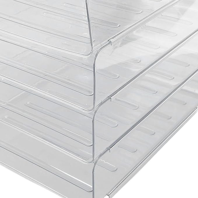 Jeanoko Desk Letter Tray Set Transparent Stackable Organizer for Home Office A4 Paper Storage 4 Layers
