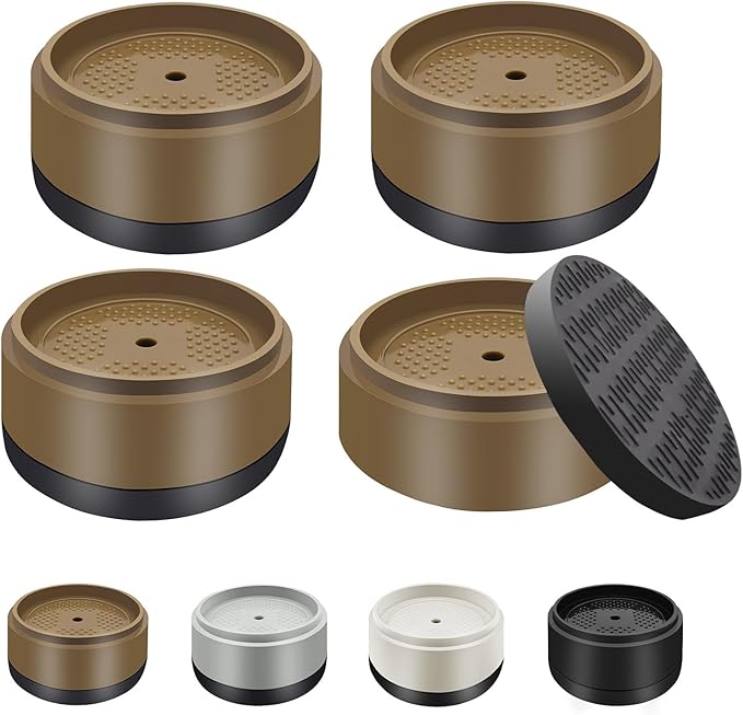 Furniture Risers Bed Risers Heavy Duty 1 inch, 2 inch, 3 inch, 4 inch Round Adjustable Bed Lifts Riser for Desk Legs Table Couch Sofa Chair Refrigerator Washing Machine (1 Inch, Brown, 4 Pack )