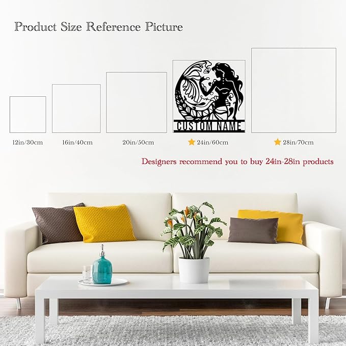 Custom Mermaid Metal Sign,Personalized Mermaid Name metal Signs,Mermaid Wall Decor,Beach Theme Decor, Girls Mermaid Room Decor,Metal Wall Decor (Style-6)
