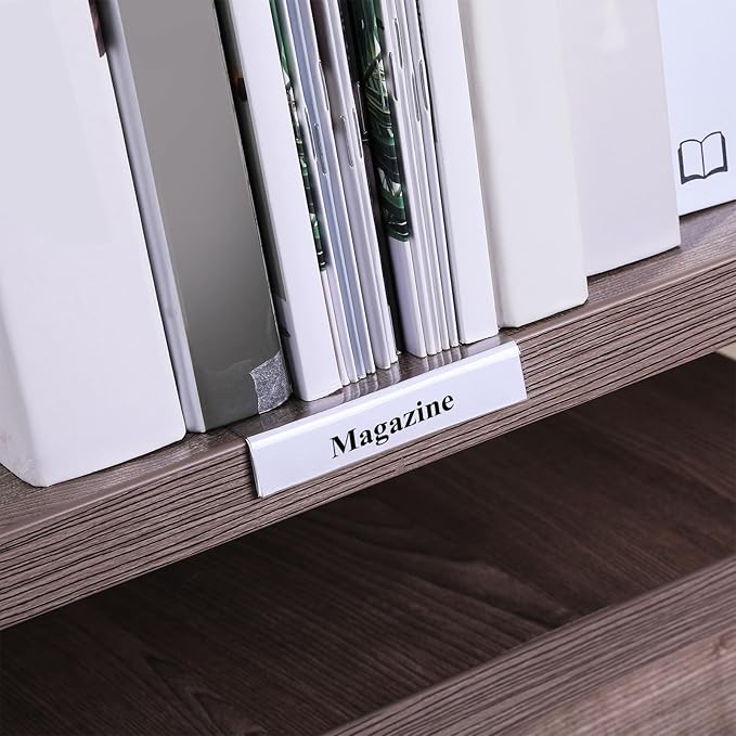 Containlol 15 Pieces Moveable Shelf Label Holders Clear Shelves Tags Moveable Library Markers Transparent Shelf Label Display Holder for Classroom Office Library Book Shelves(9.06 x 3.03 x 1.57 Inch)