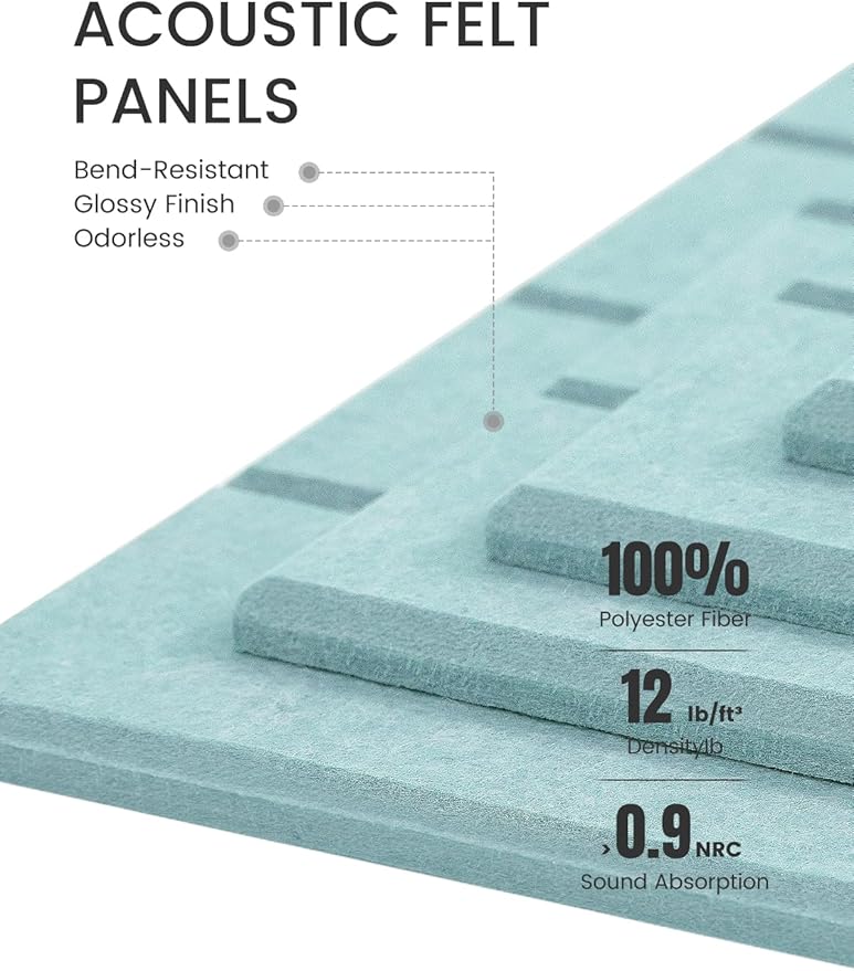 Large Felt Bulletin Board 36"x24" Cork Board Alternative - 6 Pack with 40 Safe Removable Adhesive Tabs, Cork Boards for Walls for Home Office Classroom Pin Board-Seafoam Blue