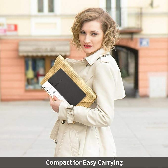 Spiral Notebook-5.75" x 8.125" College Ruled Journal with Inner Pockets and 160 Pages,PU Leather Cover Business Journal, Twin-Wire Binding Notebook Perfect for Office & Home School Supplies Dark Grey
