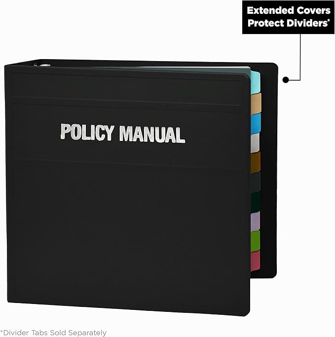 Carstens 4-Inch Heavy Duty Round Ring Binder for Policy Manuals – Side Opening, Black, Durable Plastic Covers, No-Gap Rings, No Pockets, Holds 600 US Letter Sheets, Made in USA (1873-3R)