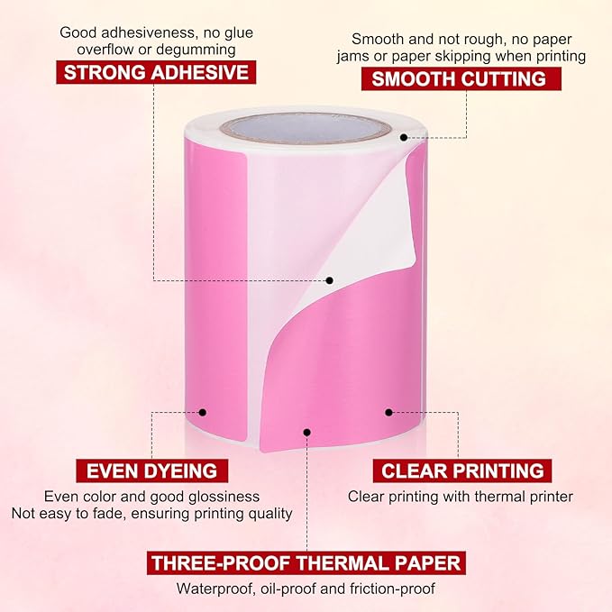 PATIKIL 2 x 3 Inch Rectangle Inventory Color Coding Labels 1 Roll, Square Self-Adhesive Inventory Label Stickers for Office Home Organization Name Tags, 250 Per Roll, Pink