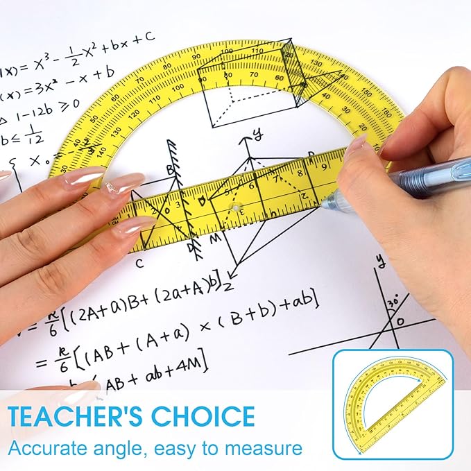 Hoiny 10 Pack Clear Protractor, 6 Inch Plastic Protractors, 180 Degrees Accurate Math Geometry Tools for School, Office, Classroom (Mixed Colors)