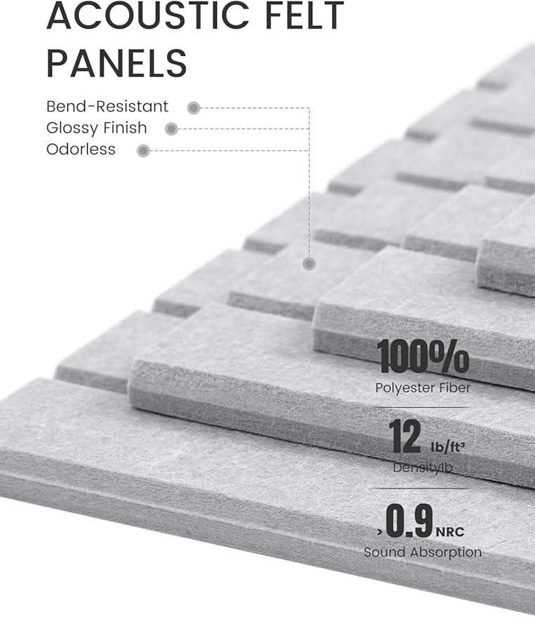 Large Felt Bulletin Board 48" x 36" Cork Board Alternative-12 Pack with 70 Safe Removable Adhesive Tabs, Cork Boards for Walls for Home Office Classroom Pin Board-Soft Gray