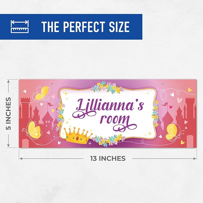 Custom Girl/Boy Name Sign Personalized Children Decor Sign For Kids Bedroom,Castle Tent, Christmas And Wall Sign 5x13 Inches, ACM, Made in USA