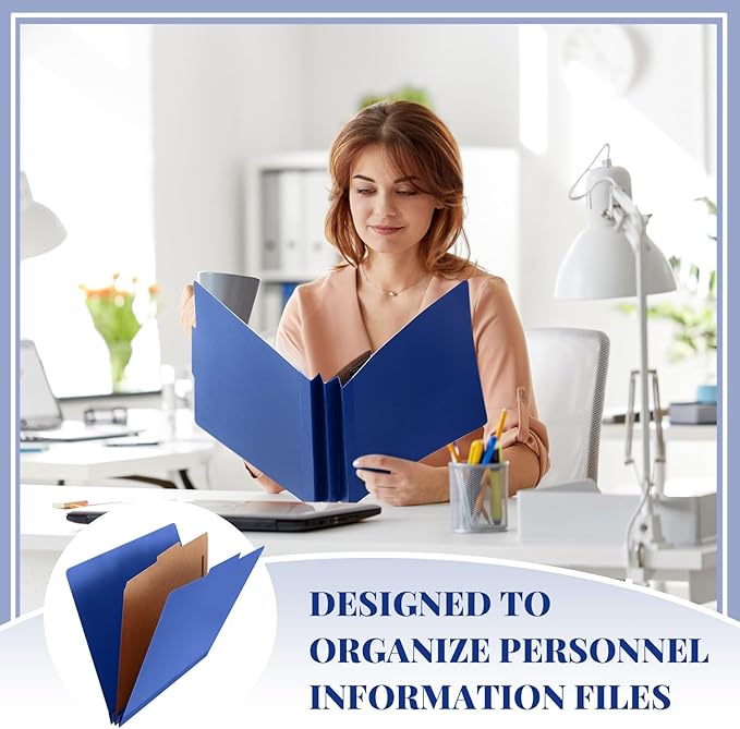 Skyygemm 12 Pcs Classification Folders Letter Size, 1 Divider Pressboard File Folder with Fasteners, Expanding File Organizer Bulk for School Teachers, Office Employee, Coworker, Staff (Dark Blue)