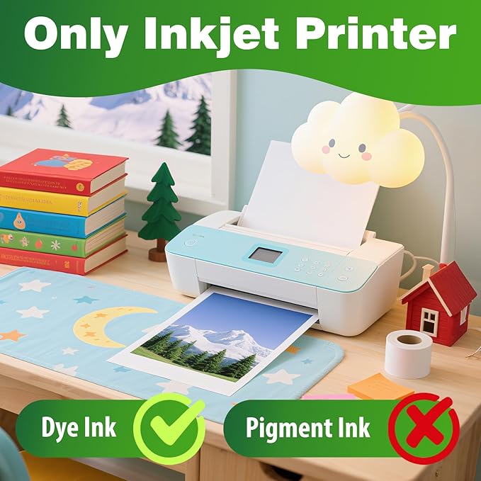 Uinkit 40 Sheets Bright White Single Sided Glossy Photo Paper 8.5x11 Letter Size 180gsm 48lb Instant Dry Dye Inkjet Paper, Smudge Resistant Professional Printing Papers for Home/Office Trial Use