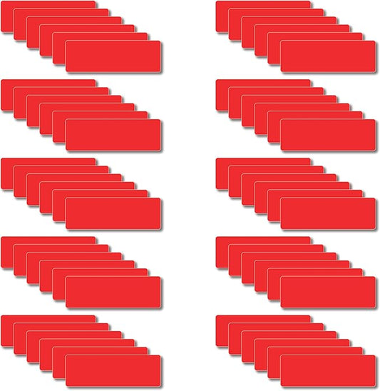 Magnetic Dry Erase Magnets Labels 3x1 inches, Reusable Name Tags, Organizing Schedules in Office/Classroom. Work on Fridge/White Board (Red 60Pcs)