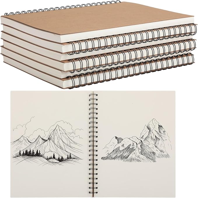 PerKoop 2 Pcs 8.5"x11" Spiral Sketch Pad A4 Large 100 Sheet Blank Notebook Sketch Pads 60lbs (100gsm) Xmas Gifts Sketching Drawing Pad Journals Art Sketchbook for Teachers Students Kids