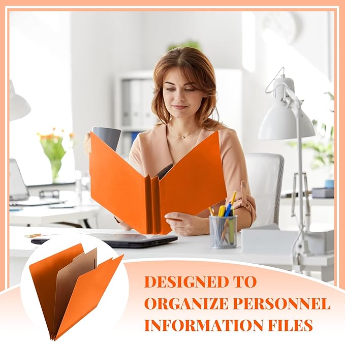 Skyygemm 36 Pcs Classification Folders Letter Size, 1 Divider Pressboard File Folder with Fasteners, Expanding File Organizer Bulk for School Teachers, Office Employee, Coworker, Staff (Orange)