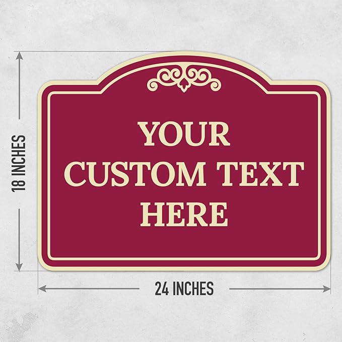 Custom Decorative Sign, Personalized Metal Sign for Driveway, Home, Airbnb, Door Plaque, Burgundy Background Sign, 18x24 Inches, ACM, Fade Resistant, Made in USA by Sigo Signs