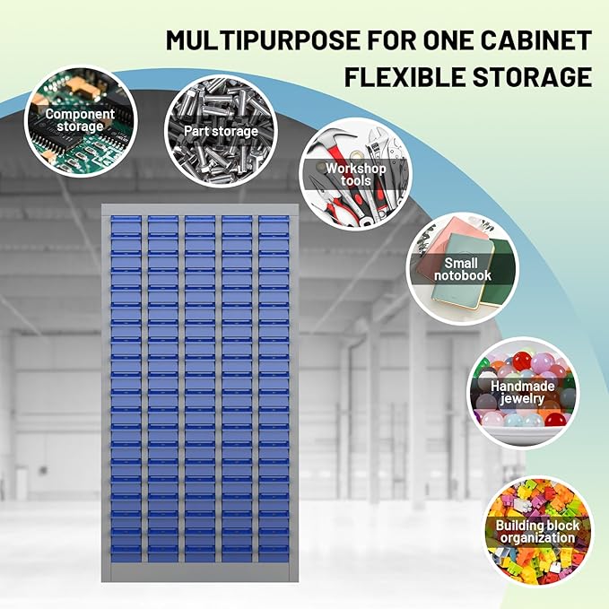 Exerock 100 Drawer Tool Storage Cabinet with ABS Drawers, Bolt and Nut Organizer Parts Box, Hardware Shelving Unit for Garage and Workshop