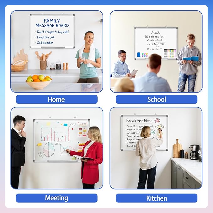 Grtard 18" x 12" White Board Dry Erase, Magnetic Dry Erase Boards, Hanging Magnetic Whiteboard with Marker and Strong Magnets, Dry Erase Board for Wall, White Boards Dry Erase for School, Office, Home