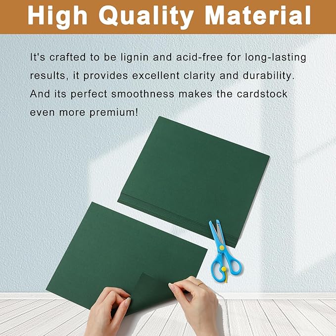 Silunkia 120 Sheets Dark Green Shimmer Cardstock 8.5 x 11 Metallic Paper, 92lb Heavyweight Craft Paper Card Stock for Christmas, Birthday Decorations, DIY Cards Making, Invitations