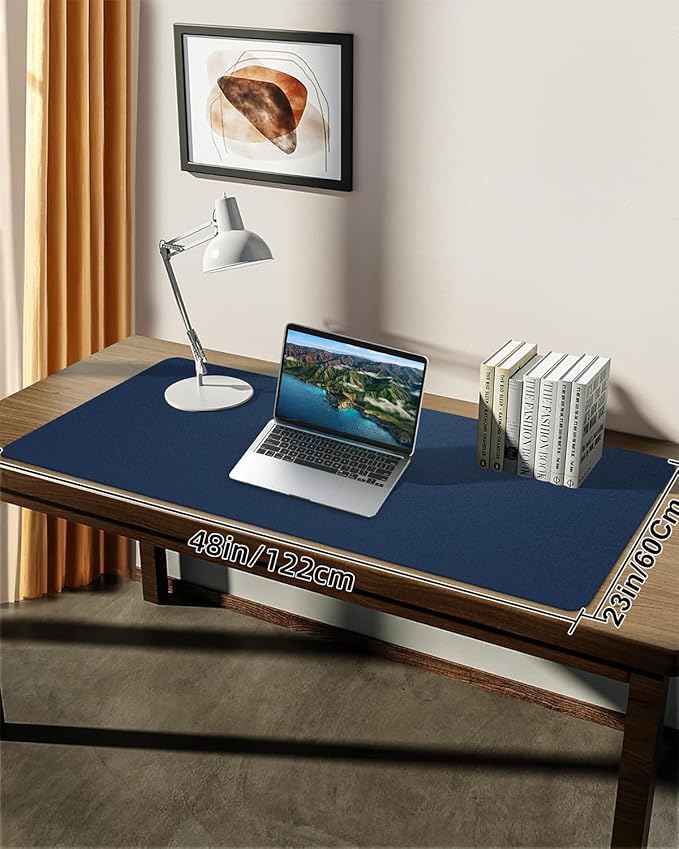 Desk mat Large, Leather Desk Pad Protector,Office Desk Mat,Mouse Pad, Non-Slip Desk Blotter, Laptop Desk Pad, Waterproof Desk Writing Pad for Office&Home (Midnight Blue, 48" x 24")