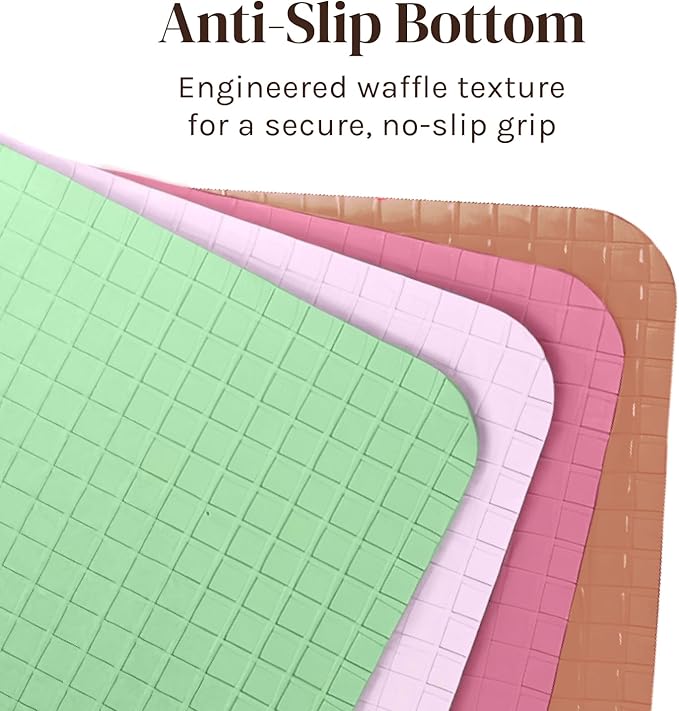 Cooler Kitchen Extra Thick Pastel Flexible Plastic Cutting Board Mats with Food Icons & EZ-Grip Waffle Back, (Set of 4) Dishwasher Safe