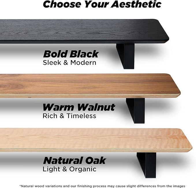 ULTRARM Moodular Wooden Monitor Stand 33.4” (85cm) Desk Organizer with Metal Slide Rails for Drawer, Tray, Laptop, Tablet, Phone & Headphones Customizable Riser for Organized Workspace Oak MS85-O