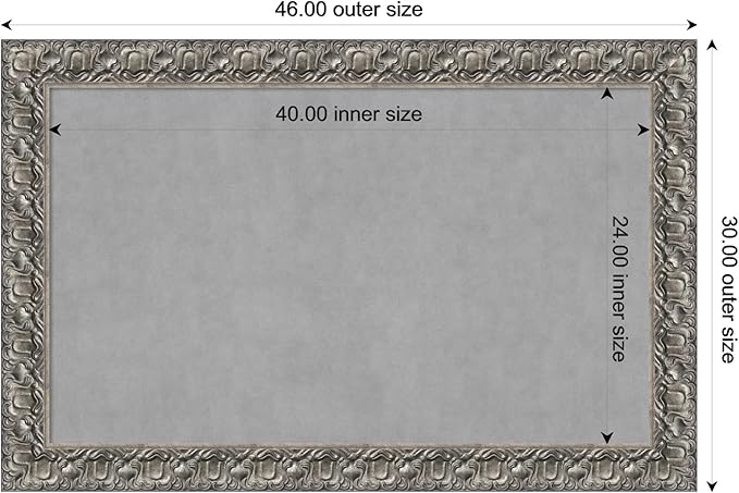Amanti Art Silver Framed Magnetic Board 30x46 Large Vision Board for use with Magnets, 100% Metal Sheet to Display Items as Office Decor or for Home Organization in mudroom, Kitchen or Kids Room