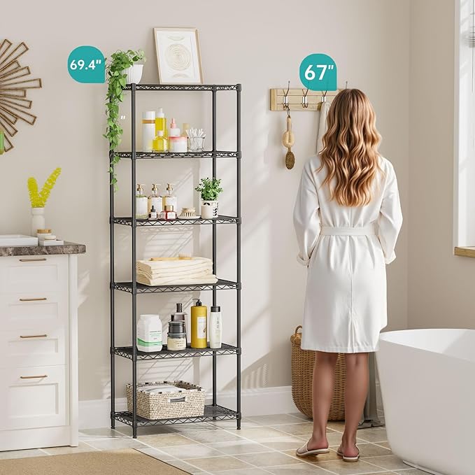 SINGAYE Shelf Closet Wire Shelving：Adjustable Metal Unit for Laundry Room Organization Bathroom Kitchen Home Storage Pantry Rack Shelves