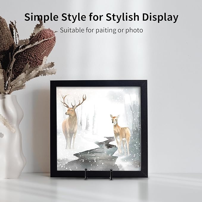 Kruodop 4 Pack 6" Metal Square Frame Easel Stands - Multi-Use Tabletop Display for Plates, Photos, Art, Books, Signs | Durable Mini Easels for Home Decor, Office, Studio & Vinyl Records