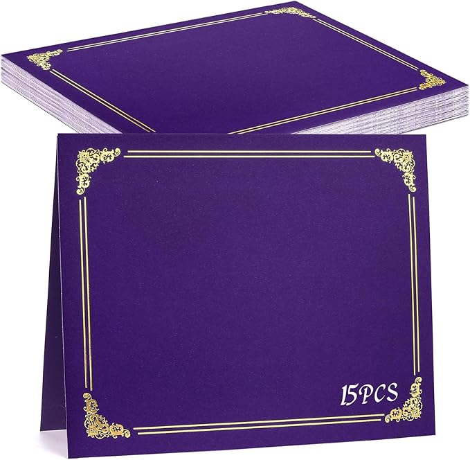 gisgfim 15Pcs Certificate Holders Diploma Covers Single Sided Gold Foil Border Award Covers for Letter Size 8.5x11 Certificates Cardstock Document Papers Storage Organizer (Purple)