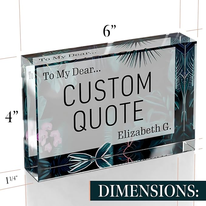 Custom Acrylic Sign Personalized, Custom Desk Name Plate, 18 Styles, (4"x6"), With Gift Box, USA Made by Acryluxe. (Bouquet)