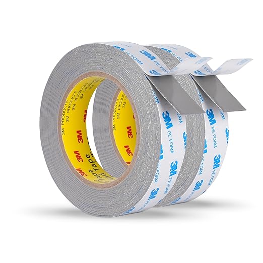 Foam Double Sided Tape 1in×20Ft 2 Pack, Made of 3M PE Foam Heavy Duty Mounting Tape for LED Strips, Signs, Home Decor, Waterproof Adhesive for Plastic, Metal, Glass, Indoor & Outdoor Use