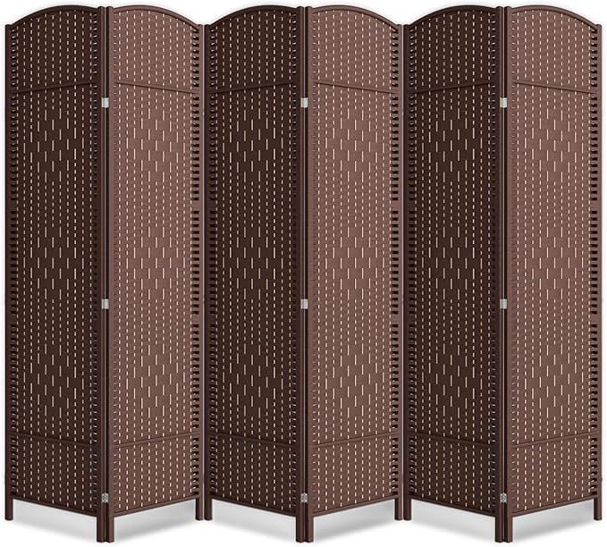 Cocosica 6 Panel Room Divider,6Ft Folding Privacy Screen,Tall - Extra Wide Foldable Panel Partition Wall Divider with Diamond Double-Weaved Hand-Woven Design Room Screen Divider