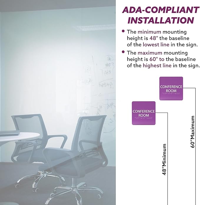 ADA CENTRAL SIGNS - 6" X6" Conference Room Sign- ADA Compliant Tactile Graphics Grade 2 Braille Text Acrylic Wall Signs - Authorized Personnel Only, Meeting Privacy Door Sign for Schools, and Offices